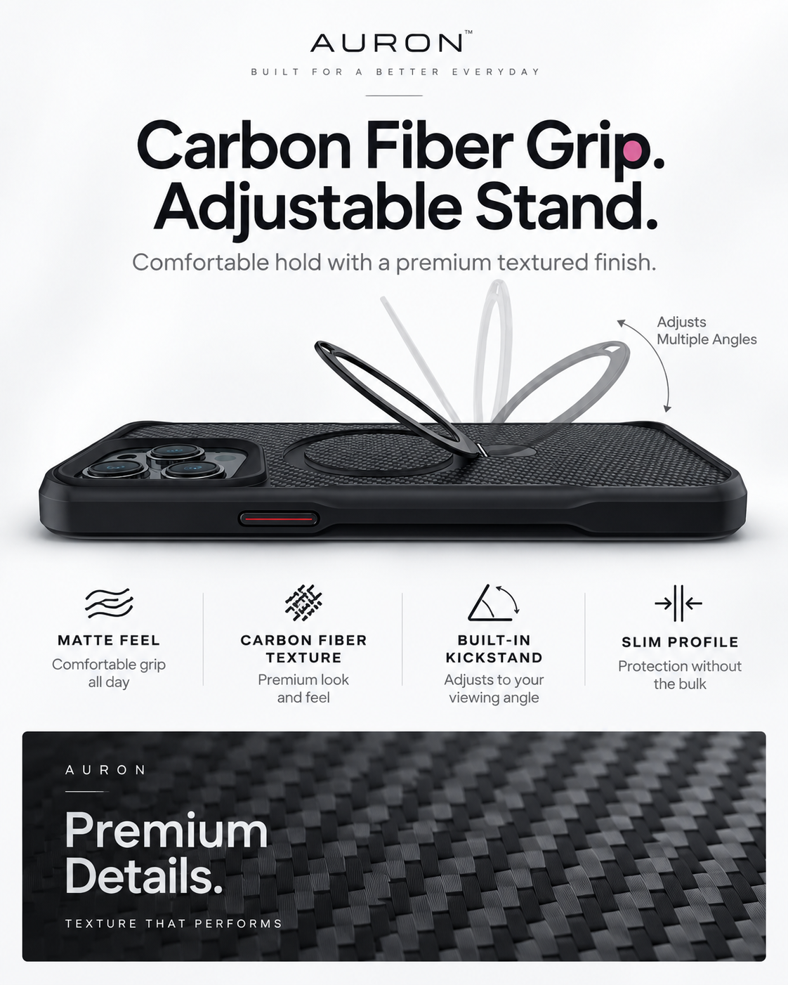 AURON CarbonArmor 360™ — 7X Stronger Magnetic Case